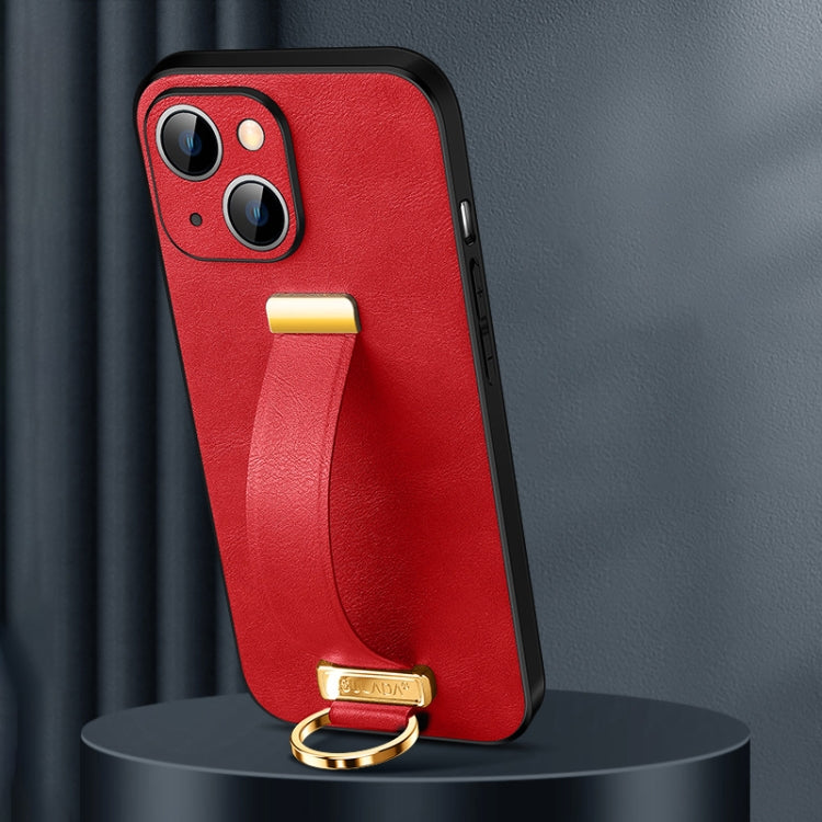 For iPhone 15 SULADA Tide Cool Series PC + Leather Texture Skin Feel Phone Case(Red) - iPhone 15 Cases by SULADA | Online Shopping UK | buy2fix