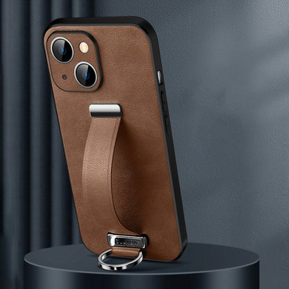 For iPhone 15 Plus SULADA Tide Cool Series PC + Leather Texture Skin Feel Phone Case(Brown) - iPhone 15 Plus Cases by SULADA | Online Shopping UK | buy2fix