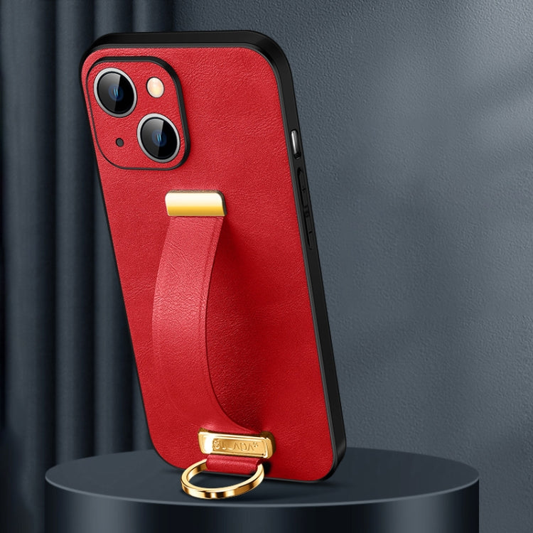 For iPhone 15 Plus SULADA Tide Cool Series PC + Leather Texture Skin Feel Phone Case(Red) - iPhone 15 Plus Cases by SULADA | Online Shopping UK | buy2fix