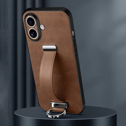 For iPhone 16 Plus SULADA Tide Cool Series PC + Leather Texture Skin Feel Phone Case(Brown) - iPhone 16 Plus Cases by SULADA | Online Shopping UK | buy2fix