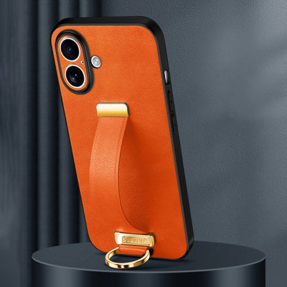 For iPhone 16 Plus SULADA Tide Cool Series PC + Leather Texture Skin Feel Phone Case(Orange) - iPhone 16 Plus Cases by SULADA | Online Shopping UK | buy2fix