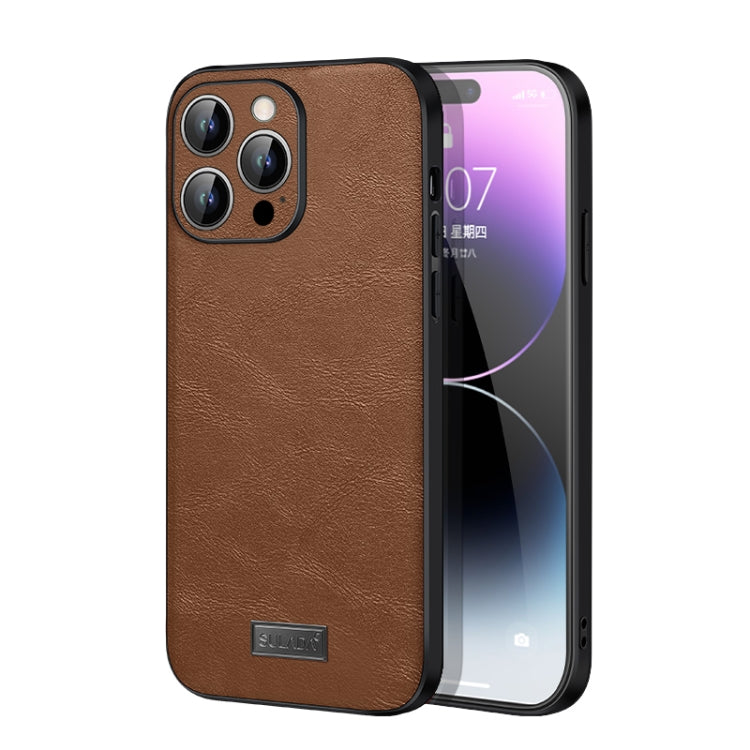 For iPhone 15 Pro SULADA Shockproof TPU Hybrid Handmade Leather Phone Case(Brown) - iPhone 15 Pro Cases by SULADA | Online Shopping UK | buy2fix