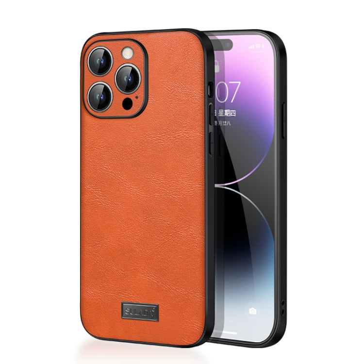 For iPhone 15 Pro SULADA Shockproof TPU Hybrid Handmade Leather Phone Case(Orange) - iPhone 15 Pro Cases by SULADA | Online Shopping UK | buy2fix