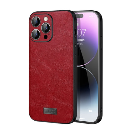 For iPhone 15 Pro SULADA Shockproof TPU Hybrid Handmade Leather Phone Case(Red) - iPhone 15 Pro Cases by SULADA | Online Shopping UK | buy2fix
