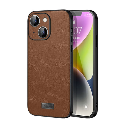 For iPhone 15 SULADA Shockproof TPU Hybrid Handmade Leather Phone Case(Brown) - iPhone 15 Cases by SULADA | Online Shopping UK | buy2fix