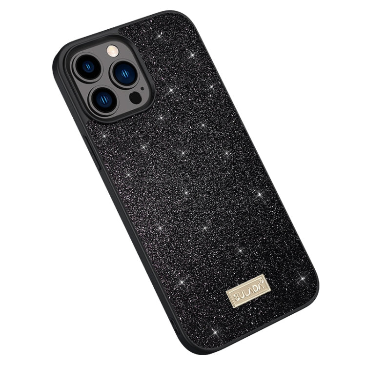 For iPhone 15 Pro SULADA Glittery PC Hybrid TPU Handmade Leather Phone Case(Black) - iPhone 15 Pro Cases by SULADA | Online Shopping UK | buy2fix