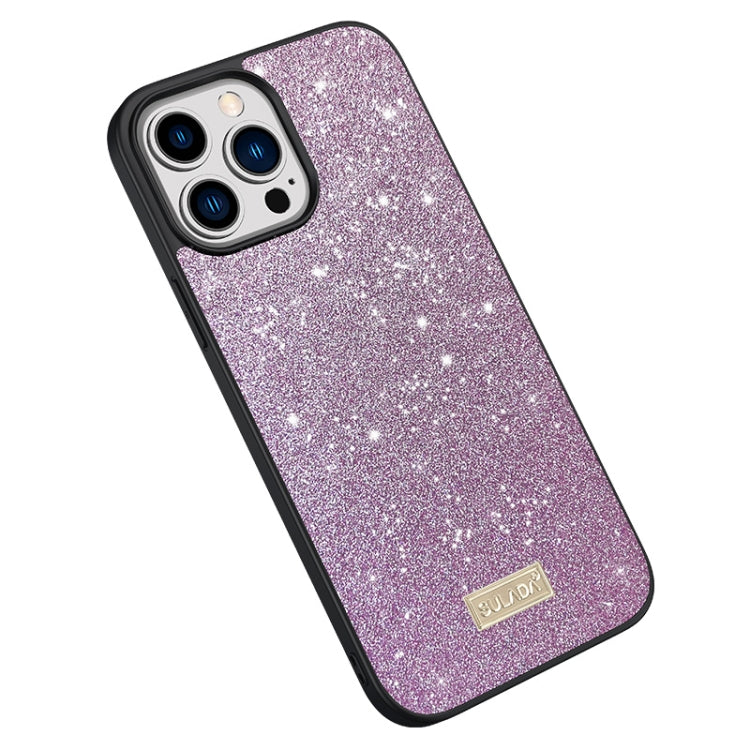 For iPhone 15 Pro SULADA Glittery PC Hybrid TPU Handmade Leather Phone Case(Purple) - iPhone 15 Pro Cases by SULADA | Online Shopping UK | buy2fix