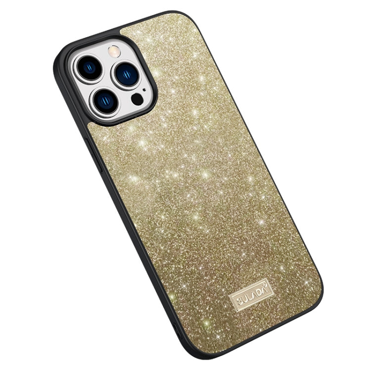 For iPhone 15 Pro SULADA Glittery PC Hybrid TPU Handmade Leather Phone Case(Gold) - iPhone 15 Pro Cases by SULADA | Online Shopping UK | buy2fix