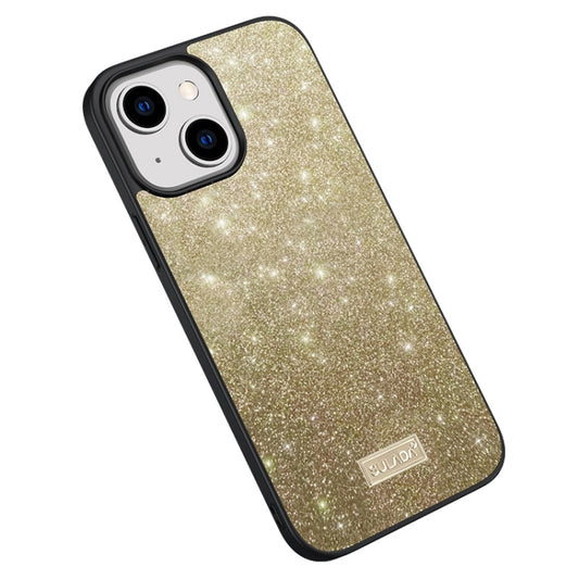 For iPhone 15 Plus SULADA Glittery PC Hybrid TPU Handmade Leather Phone Case(Gold) - iPhone 15 Plus Cases by SULADA | Online Shopping UK | buy2fix