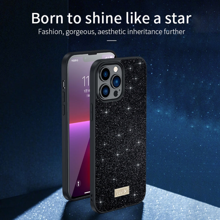 For iPhone 15 SULADA Glittery PC Hybrid TPU Handmade Leather Phone Case(Colorful) - iPhone 15 Cases by SULADA | Online Shopping UK | buy2fix