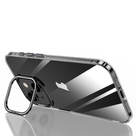For iPhone 15 Plus SULADA PC + Aluminum Alloy Lens Holder Phone Case(Black)