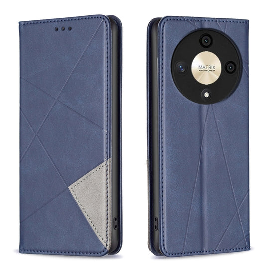 For Honor X9b/Magic6 Lite 5G Rhombus Texture Magnetic Leather Phone Case(Blue)