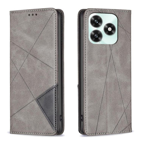 For Honor X5c 4G / X5c Plus Rhombus Texture Magnetic Leather Phone Case(Grey)