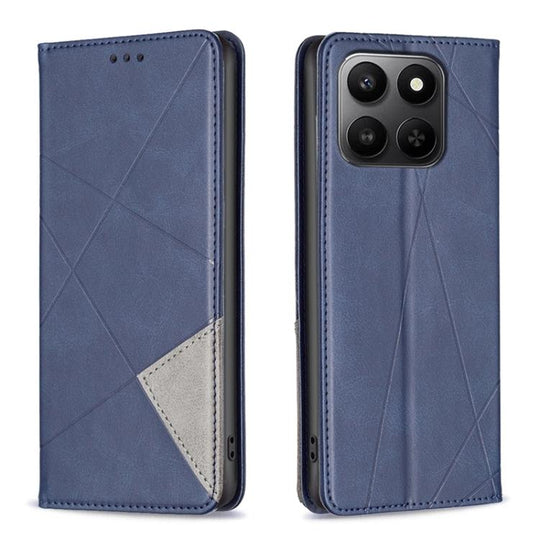 For Honor X7d 5G Rhombus Texture Magnetic Leather Phone Case(Blue)