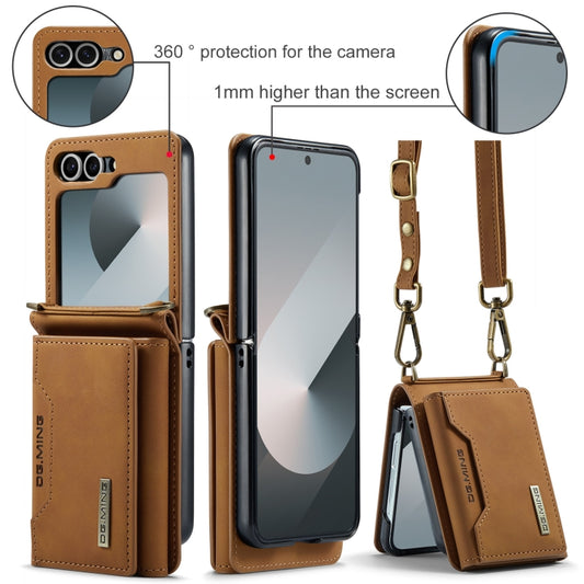 For Samsung Galaxy Z Flip6 / Flip7 FE DG.MING M2 Series Card Bag Magnetic Leather Phone Case(Brown) by DG.MING