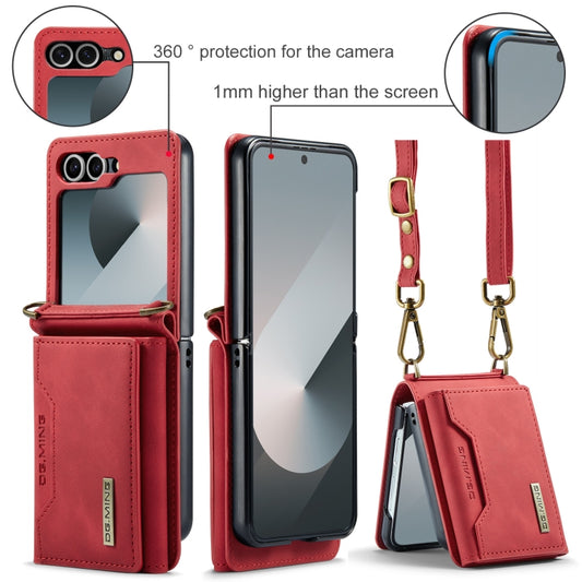 For Samsung Galaxy Z Flip6 / Flip7 FE DG.MING M2 Series Card Bag Magnetic Leather Phone Case(Red) by DG.MING