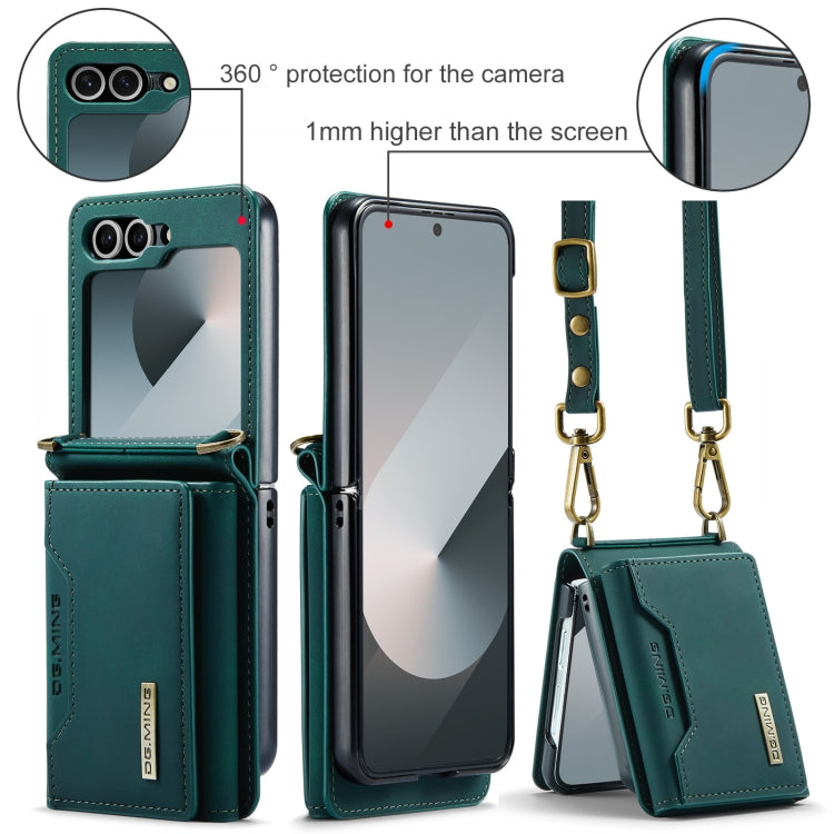 For Samsung Galaxy Z Flip6 DG.MING M2 Series Card Bag Magnetic Leather Phone Case(Green) - Galaxy Z Flip6 5G Cases by DG.MING | Online Shopping UK | buy2fix