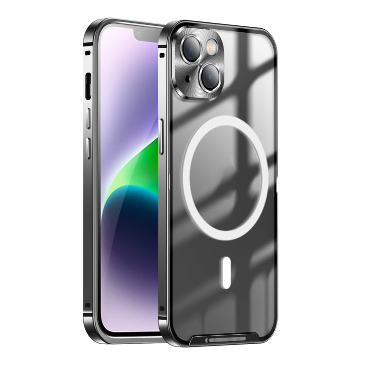 For iPhone 15 Plus Frosted MagSafe Magnetic Metal Phone Case(Black) - iPhone 15 Plus Cases by buy2fix | Online Shopping UK | buy2fix