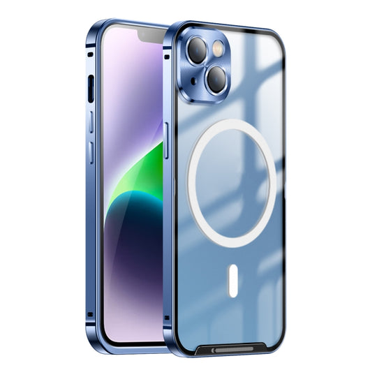 For iPhone 15 Plus Frosted MagSafe Magnetic Metal Phone Case(Blue)