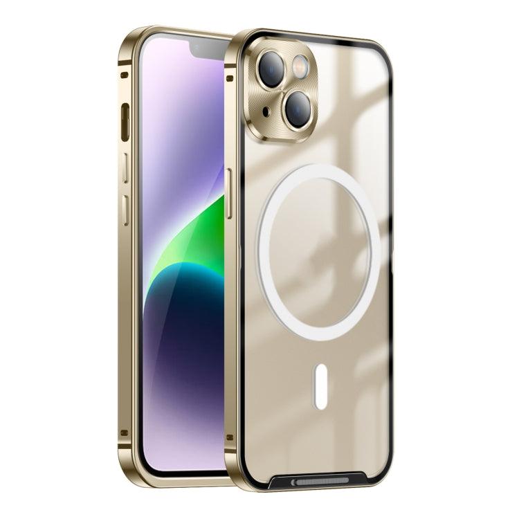 For iPhone 15 Frosted MagSafe Magnetic Metal Phone Case(Gold) - iPhone 15 Cases by buy2fix | Online Shopping UK | buy2fix