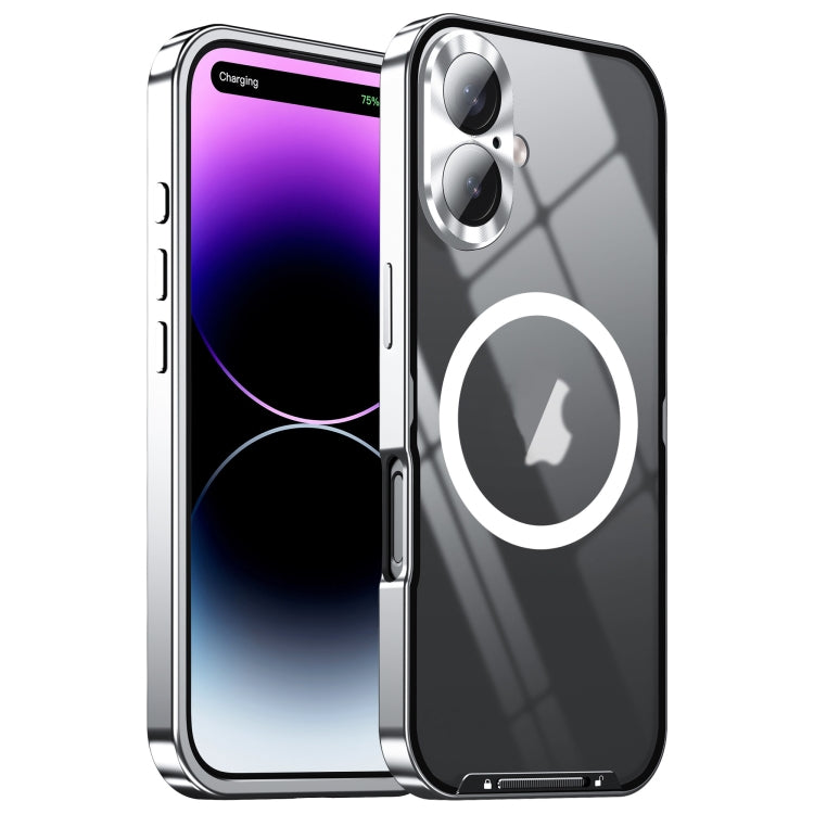 For iPhone 16 Frosted MagSafe Magnetic Metal Phone Case(Black) by buy2fix