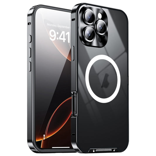 For iPhone 16 Pro Frosted MagSafe Magnetic Metal Phone Case(Black) by buy2fix