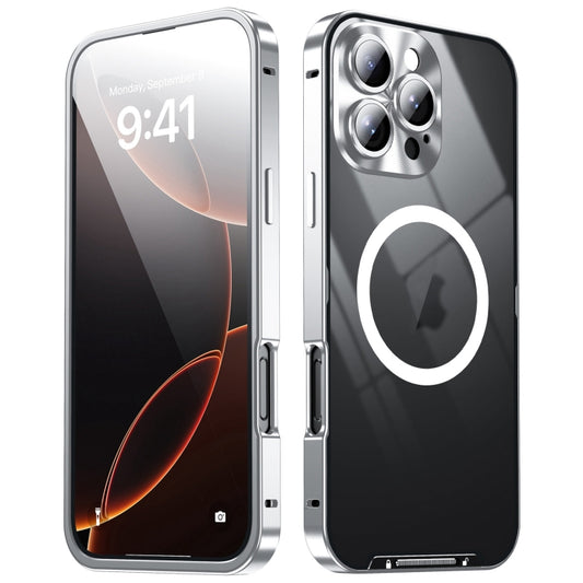 For iPhone 16 Pro Frosted MagSafe Magnetic Metal Phone Case(Silver) by buy2fix