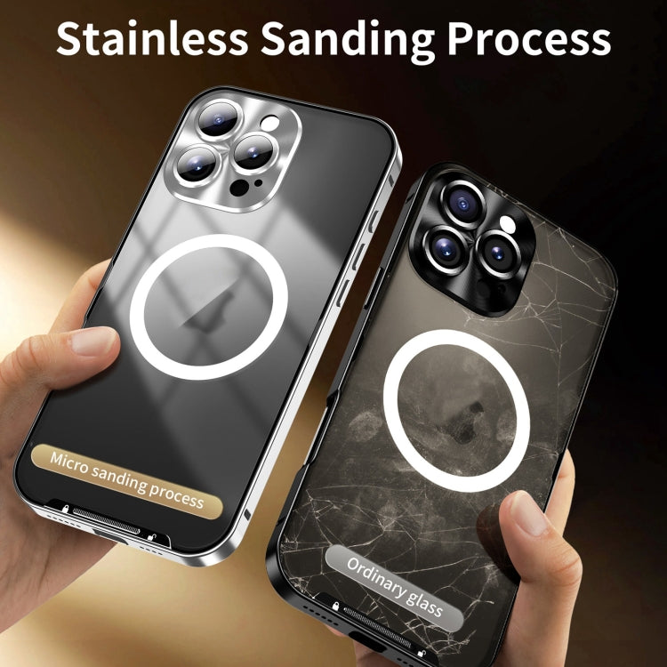 For iPhone 16 Pro Max Frosted MagSafe Magnetic Metal Phone Case(Silver) - iPhone 16 Pro Max Cases by buy2fix | Online Shopping UK | buy2fix