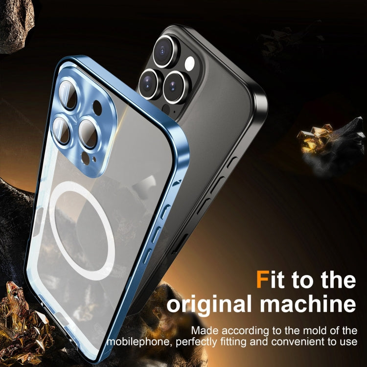 For iPhone 16 Pro Max Frosted MagSafe Magnetic Metal Phone Case(Blue) - iPhone 16 Pro Max Cases by buy2fix | Online Shopping UK | buy2fix
