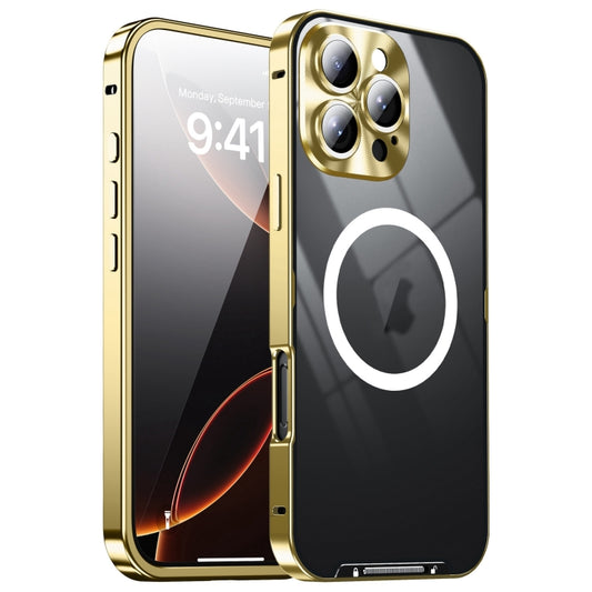 For iPhone 16 Pro Max Frosted MagSafe Magnetic Metal Phone Case(Gold) - iPhone 16 Pro Max Cases by buy2fix | Online Shopping UK | buy2fix