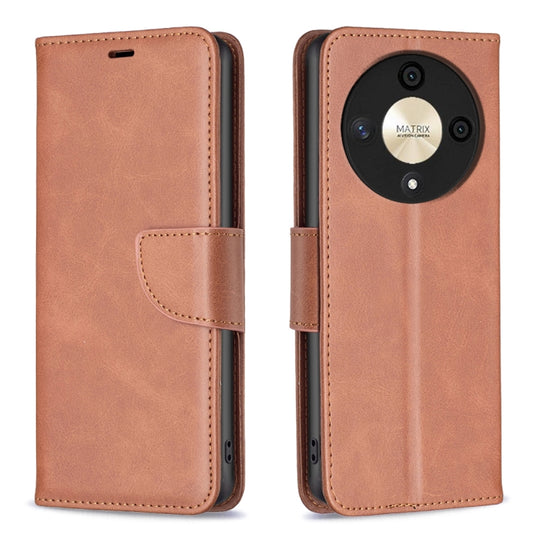 For Honor X9b / Magic6 Lite 5G Lambskin Texture Pure Color Flip Leather Phone Case(Brown)
