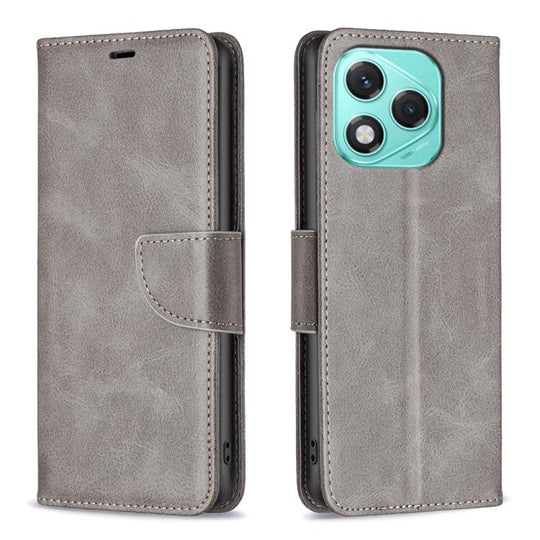 For Honor 400 Lite Global Lambskin Texture Pure Color Flip Leather Phone Case(Grey)