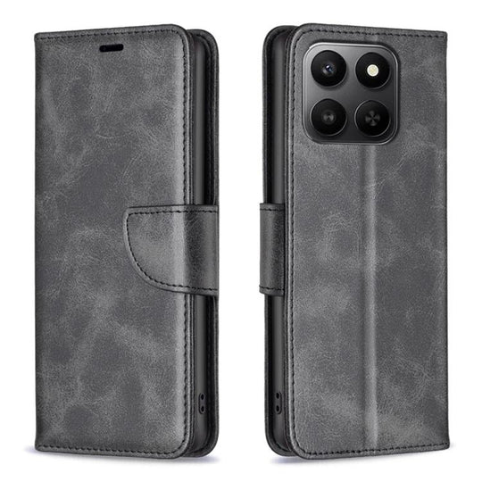 For Honor X7d 5G Lambskin Texture Pure Color Flip Leather Phone Case(Black)