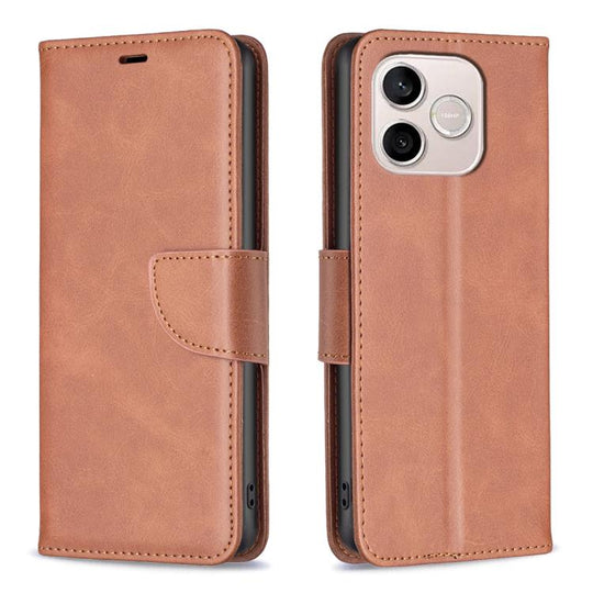 For Honor 600 Lite Global Lambskin Texture Pure Color Flip Leather Phone Case(Brown)