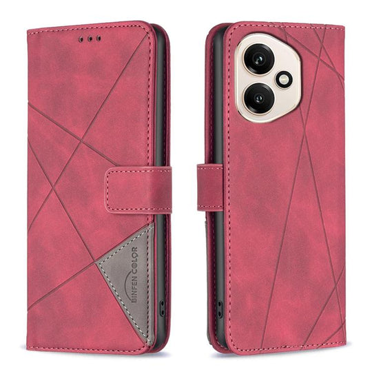 For Honor 400 Global 156.5mm Magnetic Buckle Rhombus Texture Leather Phone Case(Red)