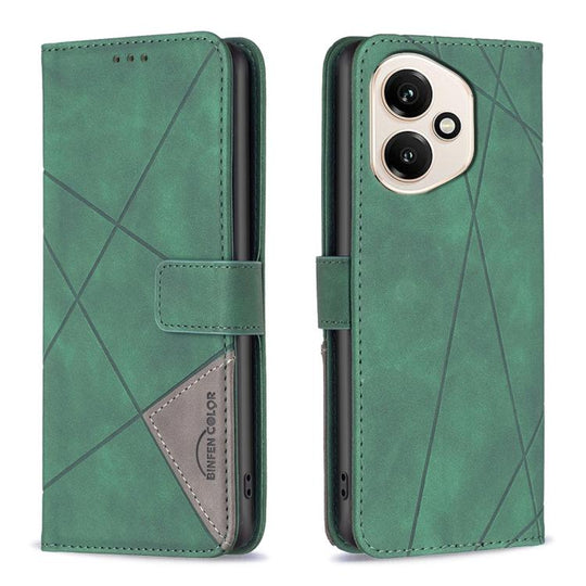For Honor 400 Global 156.5mm Magnetic Buckle Rhombus Texture Leather Phone Case(Green)