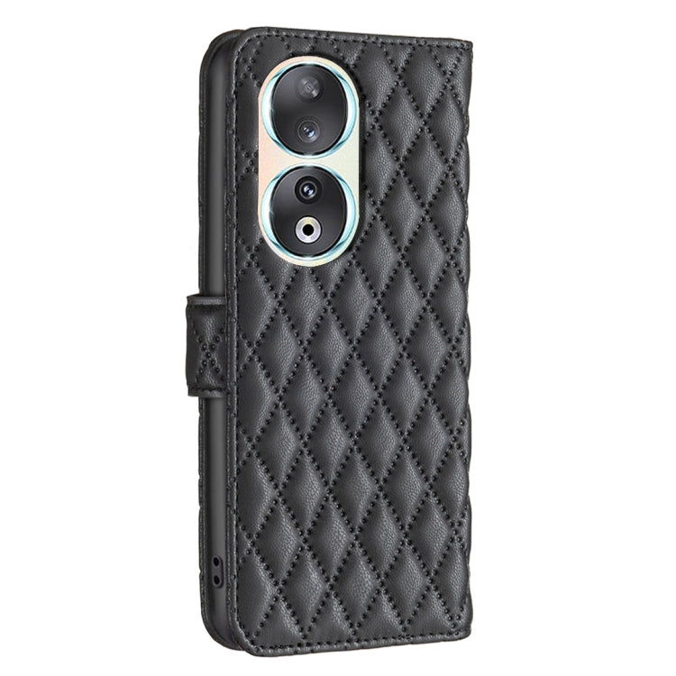 For Honor 90 5G Diamond Lattice Wallet Flip Leather Phone Case(Black) - Honor Cases by buy2fix | Online Shopping UK | buy2fix