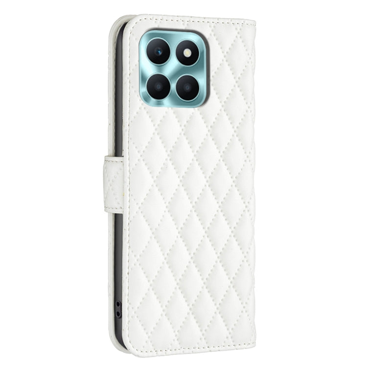 For Honor X6a Diamond Lattice Wallet Flip Leather Phone Case(White) - Honor Cases by buy2fix | Online Shopping UK | buy2fix