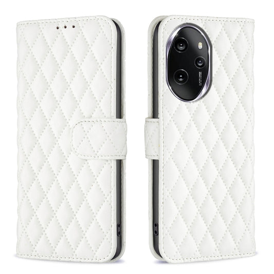 For Honor 100 Pro Diamond Lattice Wallet Flip Leather Phone Case(White) - Honor Cases by buy2fix | Online Shopping UK | buy2fix