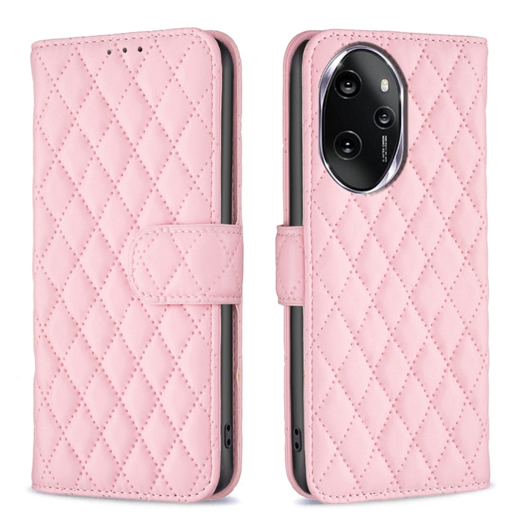 For Honor 100 Pro Diamond Lattice Wallet Flip Leather Phone Case(Pink) - Honor Cases by buy2fix | Online Shopping UK | buy2fix