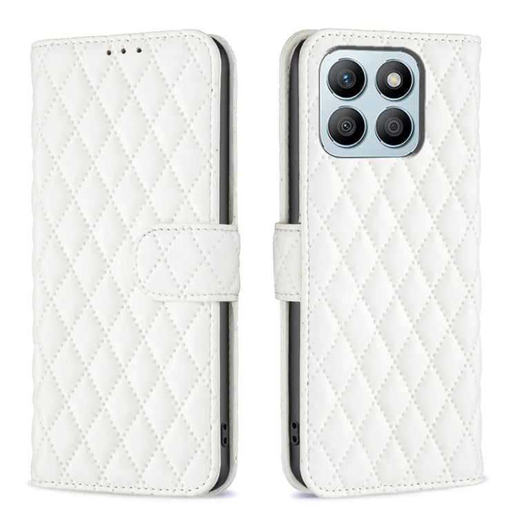 For Honor X8b Diamond Lattice Wallet Flip Leather Phone Case(White) - Honor Cases by buy2fix | Online Shopping UK | buy2fix