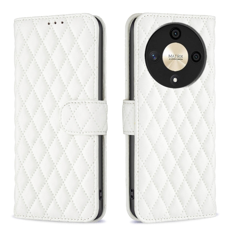 For Honor X9b/Magic6 Lite 5G Diamond Lattice Wallet Flip Leather Phone Case(White) - Honor Cases by buy2fix | Online Shopping UK | buy2fix