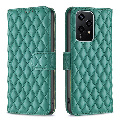 For Honor 200 Lite Global Diamond Lattice Wallet Flip Leather Phone Case(Green) - Honor Cases by buy2fix | Online Shopping UK | buy2fix