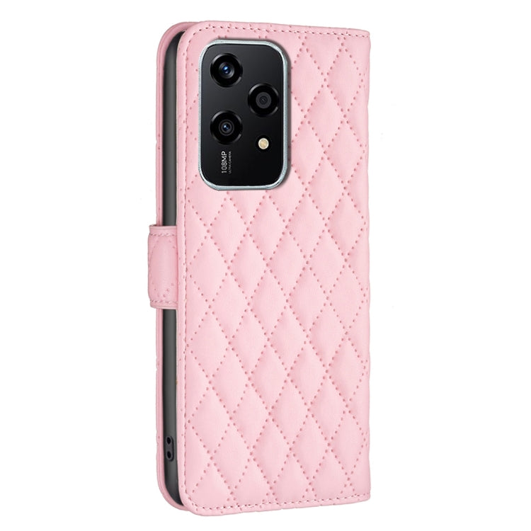 For Honor 200 Lite Global Diamond Lattice Wallet Flip Leather Phone Case(Pink) - Honor Cases by buy2fix | Online Shopping UK | buy2fix