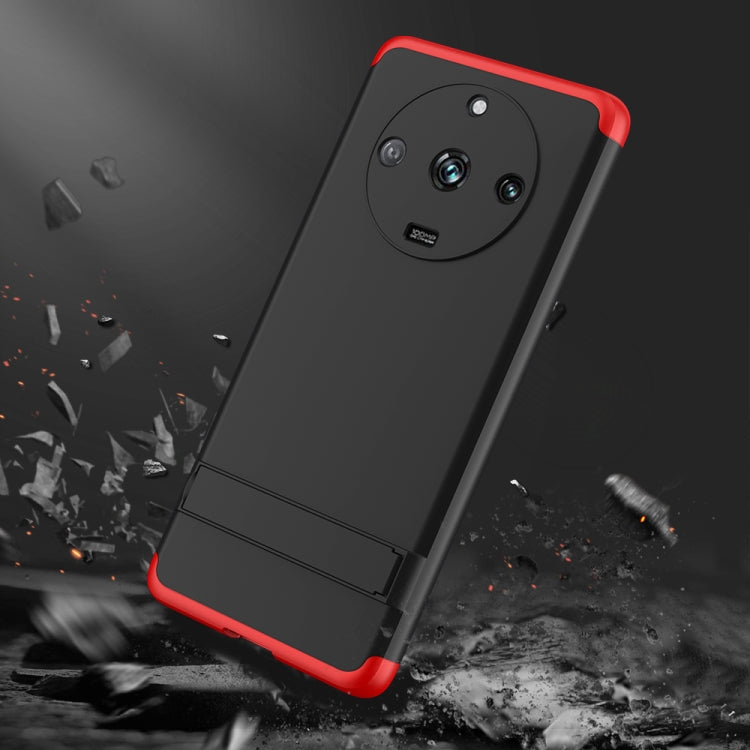 For Realme 11 Pro / 11 Pro+ GKK Three Stage Splicing Full Coverage PC Phone Case with Stand(Black Red) - Realme Cases by GKK | Online Shopping UK | buy2fix