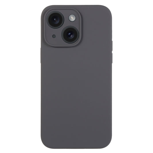 For iPhone 15 Pure Color Liquid Silicone Fine Pore Phone Case(Charcoal Black) - iPhone 15 Cases by buy2fix | Online Shopping UK | buy2fix