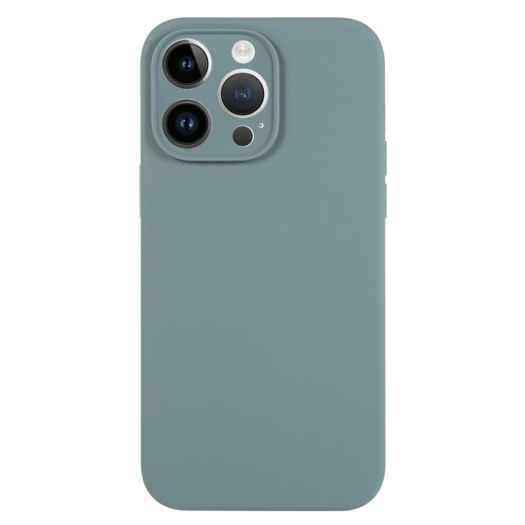 For iPhone 14 Pro Max Pure Color Liquid Silicone Fine Pore Phone Case(Pine Needle Green) by buy2fix
