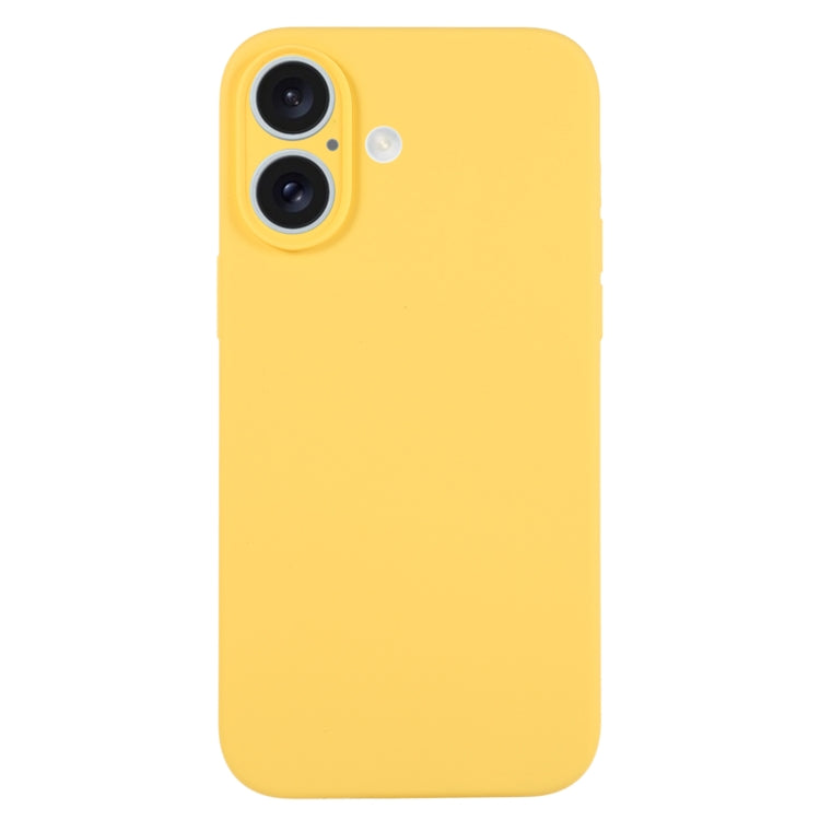For iPhone 16 Plus Pure Color Liquid Silicone Fine Pore Phone Case(Yellow) by buy2fix