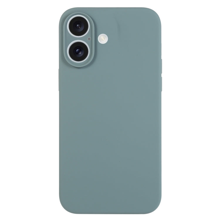 For iPhone 16 Plus Pure Color Liquid Silicone Fine Pore Phone Case(Pine Needle Green) by buy2fix