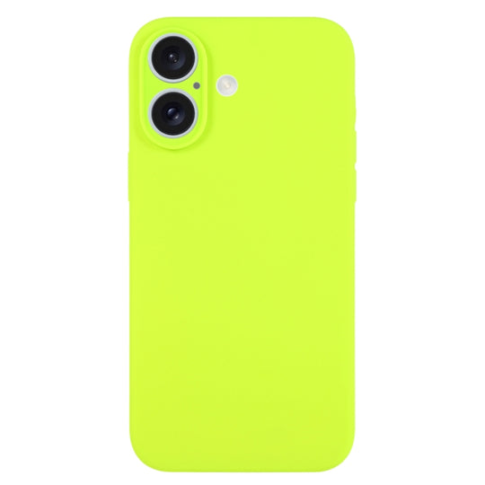 For iPhone 16 Pure Color Liquid Silicone Fine Pore Phone Case(Bright Green)